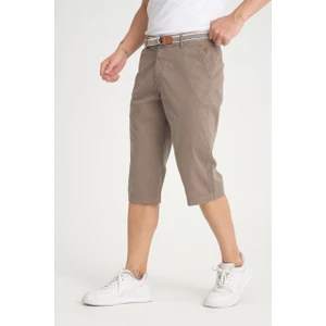 Erkek Gri Diz Altı Likralı Bermuda Kemer Hediyelii Kapri Uzun Şort