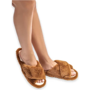 CC0181Z Tw Çapraz Peluş Ev Terliği Kadın Terlik