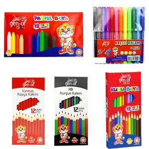 Boyama Seti Okula Başlangıç Seti Kuru Boya Pastel Boya Keçeli Kalem Kurşun Kalem 12 Kopya Kalemi 12
