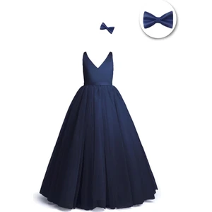 Masho Trend Efta Tarlatanlı Kruvaze Elbise Tokalı Arka Kurdeleli Kız Çocuk Abiye