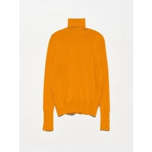 1268 Balıkçı Yaka Kolu Droplu Kazak- Yanık Turuncu