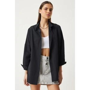 Oversize Basic Gömlek Siyah