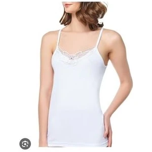 Seher Yıldızı - Seher Yıldızı Ince Askılı Güpürlü Atlet 6lı