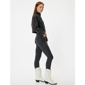 Yüksek Bel Kot Pantolon Skinny Fit Düğmeli Carmen Jeans