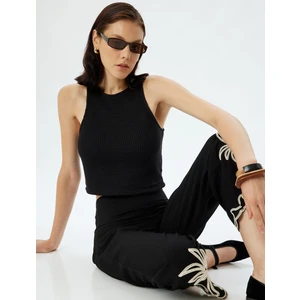 Crop Atlet Halter Yaka Dokulu Bisiklet Yaka