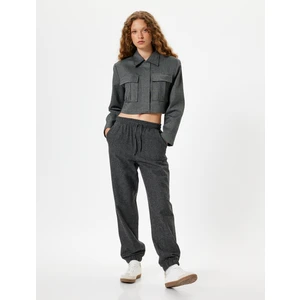 Jogger Pantolon Beli Bağcıklı Cep Detaylı Kırçıllı