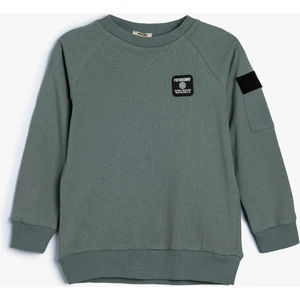 Sweatshirt Cep Detaylı Bisiklet Yaka Uzun Kollu Pamuklu Şardonlu