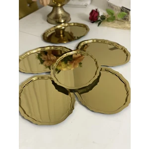Elzem Tepsi 20*25 cm Parlak Gold Oval Model 6 Adet Servis ve Sunum Tepsisi