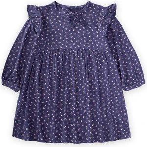Desenli Mevsimlik Elbise 1-7 Yaş Lacivert