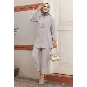 Neva Style Pötikare Detaylı Gri Tesettür Ikili Takım 12191GR