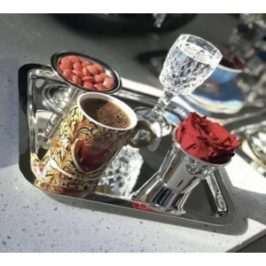 Elzem Tepsi Paslanmaz Çelik Kare Model 6 Lı Servis ve Sunum Tepsisi Lüx Sunum