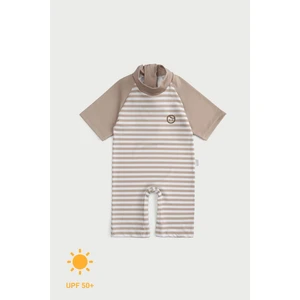 Little Gusto Şort Tulum Uv Korumalı Bebek Mayo Kahve Line