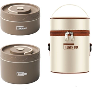 Sunshine Shopping 420ML 550ML Iki Parçalı Set Paslanmaz Çelik Öğle Yemeği Kutusu Çift Katmanlı Yuvarlak Gıda Sınıfı Kapaklı Öğle Yemeği Kutusu (Yurt Dışından)