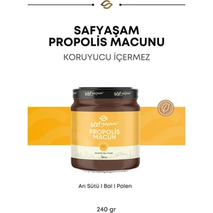 Saf Yaşam Propolis Macunu Koruyucu Içermeyen Arı Sütü Bal ve Polenli Propolis 240 gr
