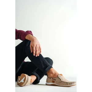 Hakiki Deri Bej Nubuk Erkek Deri Casual Ayakkabı Mrd15-3004