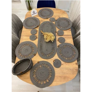 BDZ Deri Hasır Jüt Sunum Tabak Altlığı  Supla Amerikan Servis  Runner Sepet ve Bardaklık 14 Lü