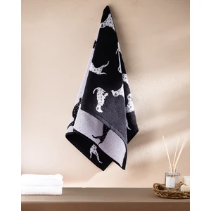 Dalmatien Ipliği Boyalı Yüz Havlusu - Siyah - 50X85 cm