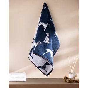 Dalmatien Ipliği Boyalı Yüz Havlusu - Lacivert - 50X85 cm