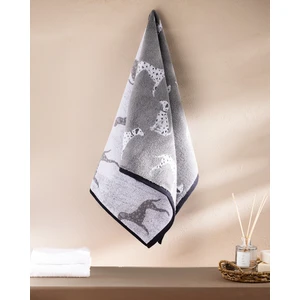 Dalmatien Ipliği Boyalı Yüz Havlusu - Koyu Gri - 50X85 cm