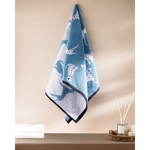 Dalmatien Ipliği Boyalı Yüz Havlusu - Mavi - 50X85 cm