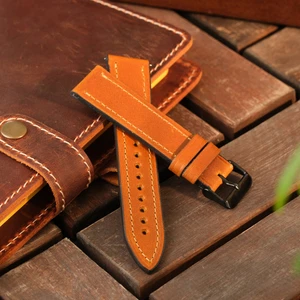 Samsung Galaxy Watch 4 5 6 7 Pro Watch 6 Classic 40MM 43MM 44MM 47MM Watch 5 / Watch 5 Pro 40 44 45 Watch 4 40 42 44 46MM 20MM  Deri Kordon Deri Kayış Hardal