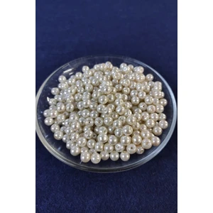 Egem Aksesuar 100 Gram Kaliteli Orijinal Cam Inci Boncuk Krem Ebat 6 mm - Krem Renk