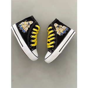 Star You Store Star You Store Minions Baskılı Siyah Uzun Keten Günlük Spor Ayakkabı Sneaker