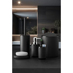 Medka Life 5 Parça Lüx Banyo Seti - Dekoratif Yuvarlak Pratik Kapak Çöp Kovası Diş Fırçalık Sabunluk Fırça Seti