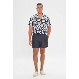 Altınyıldız Classics Erkek Siyah Standart Fit Normal Kesim Hızlı Kuruyan Yan Cepli Desenli Mayo Deniz Şortu