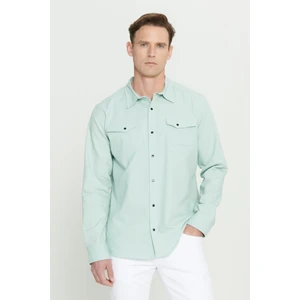 Altınyıldız Classics Erkek Su Yeşili Slim Fit Dar Kesim Klasik Yaka Pamuklu Gömlek