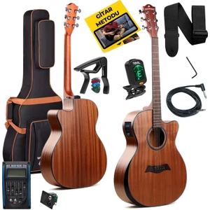 Maxword M450-EQ Profesyonel Masif Ağaç Elektro Akustik Gitar Seti 4/4 Yetişkin Seri üst Segment