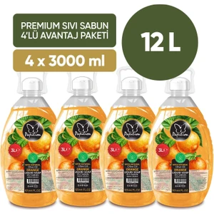 Portakal Kokulu Sıvı Sabun 3000 Ml X4 Ekonomik Paket