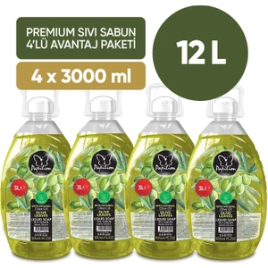 Zeytin Yaprağı Kokulu Sıvı Sabun 3000 Ml X4 Ekonomik Paket