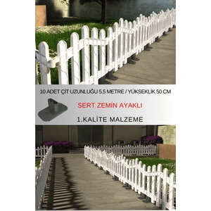 Dekoratif Plastik Alan Oluşturma ve Bahçe Çiti 10 ADET ÇİT (Y: 50 CM / G: 5.5 M) SERT ZEMİN AYAKLI