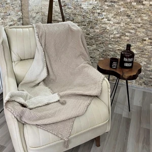 Rozet Tekstil Koltuk Şalı – Tv Battaniyesi  Pamuk Doğal 4 Katlı Müslin Kumaş