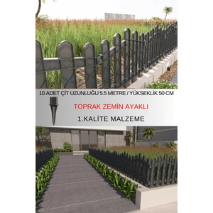Dekoratif Plastik Bahçe ve Peyzaj Çiti 10 ADET ÇİT (Y: 50 CM / G: 5.5 M) TOPRAK AYAKLI