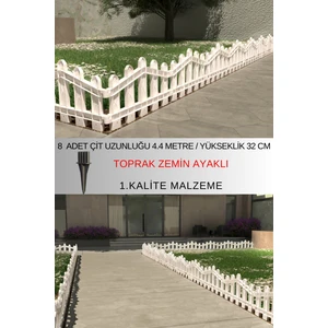 Dekoratif Plastik Bahçe ve Peyzaj Çiti 8 ADET ÇİT (Y: 32 CM / G: 4.4 M) TOPRAK AYAKLI