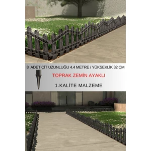Dekoratif Plastik Bahçe ve Peyzaj Çiti 8 ADET ÇİT (Y: 32 CM / G: 4.4 M) TOPRAK AYAKLI