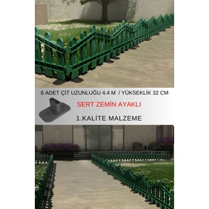 Dekoratif Plastik Alan Oluşturma ve Bahçe Çiti 8 ADET ÇİT (Y: 32 CM / G: 4.4 M) SERT ZEMİN AYAKLI