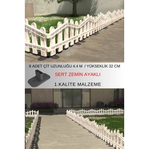 Dekoratif Plastik Alan Oluşturma ve Bahçe Çiti 8 ADET ÇİT (Y: 32 CM / G: 4.4 M) SERT ZEMİN AYAKLI