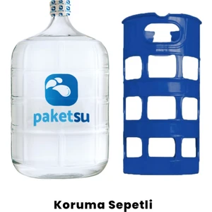 Cam Damacana 19 Lt. Mavi Koruma Sepetli