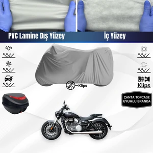 Ultra Shop Yukı Benda Rock 250 Motosiklet Brandası Çanta Topcase Uyumlu Motor Brandası