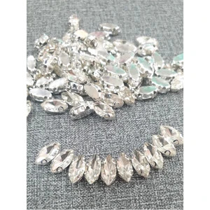 Egem Aksesuar 5*10 mm Mekik Kristal Dikme Kasalı Taş (100 Adet)