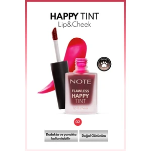 Note Cosmetics Flawless Happy Tint Lip & Cheek 02 Wild Cherry Dudak Ve Yanak Renklendirici Likit Allık - Mor