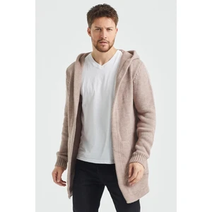 Tarz Cool Erkek Krem Desenli Triko Hırka- HRK8085R02S
