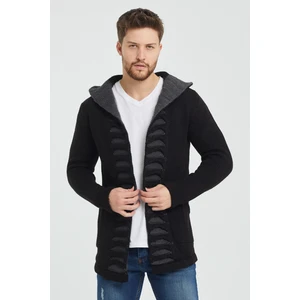 Tarz Cool Erkek Siyah Desenli Panço Triko Hırka- HRK2020R02S