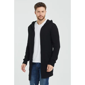 Tarz Cool Erkek Siyah Desenli Triko Hırka- HRK8085R03S