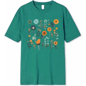 Çiçek Baskılı Unisex T-Shirt