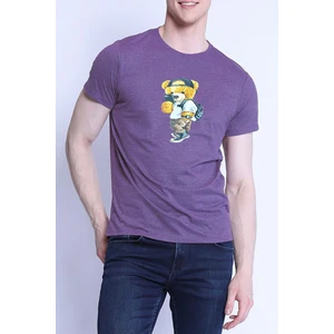 Unisex Peluş Ayı Baskılı Bisiklet Yaka T-Shirt