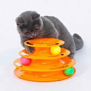 Mabs Tech Üç Katlı Kedi Oyuncağı Seti Eğlenceli Döner Top Yakalama Kulesi Etkileşimli Tower Of Tracks